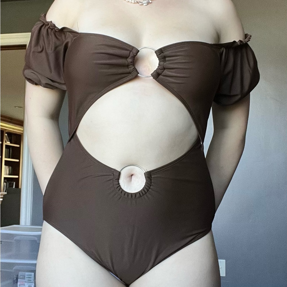 Brown Swimsuit Size S with Cutouts